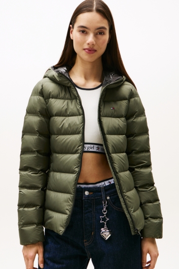 Tommy Jeans PUFFERJACK MET CAPUCHON EN DONS DW0DW21617 MRH PEWTER GREEN