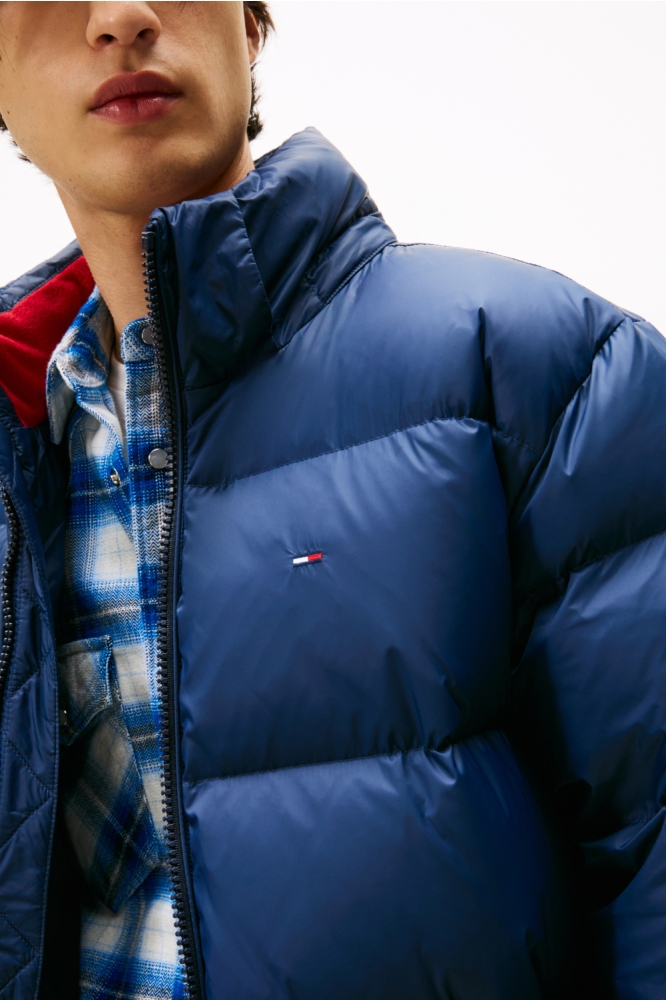 Tommy Jeans blauwe heren jas | Close up