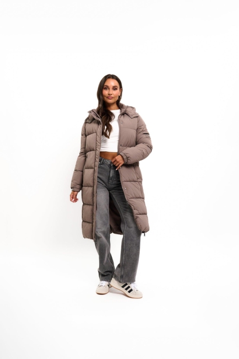 Malelions taupe dames jas | Model