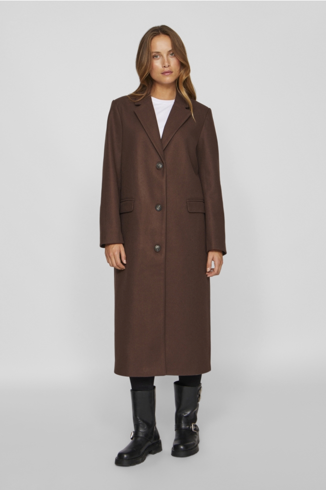 Vila bruine dames jas | Model vooraanzicht