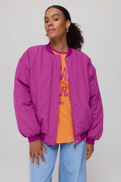 Harper & Yve roze dames jas | Model vooraanzicht