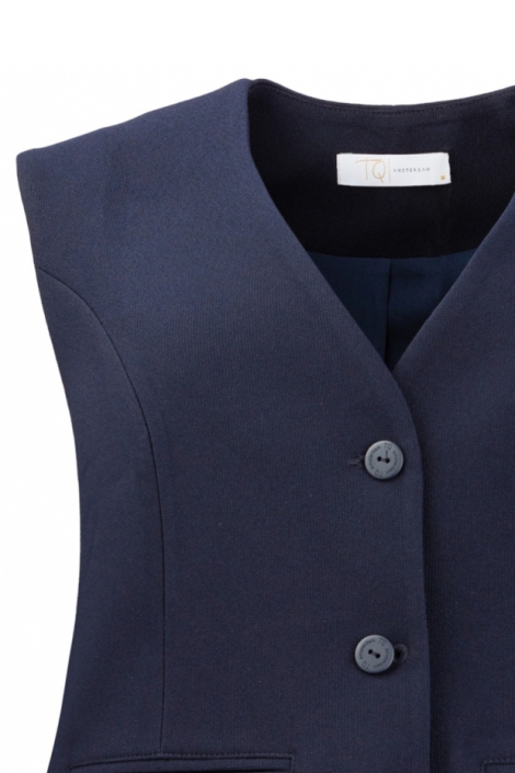 TQ Amsterdam blauwe dames gilet | Close up