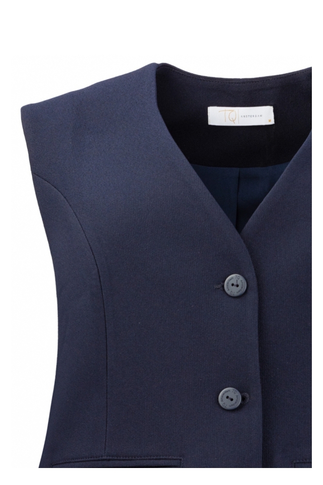 TQ Amsterdam blauwe dames gilet | Close up