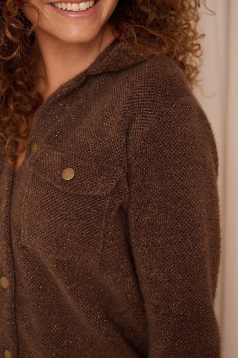 FOS Amsterdam bruine dames blouse | Close up
