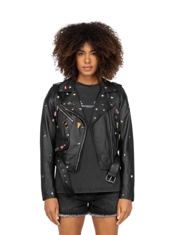 Goosecraft Jas GC MARLY STUDS BIKER 102321051 SHEEP VELVET WAXY BLACK
