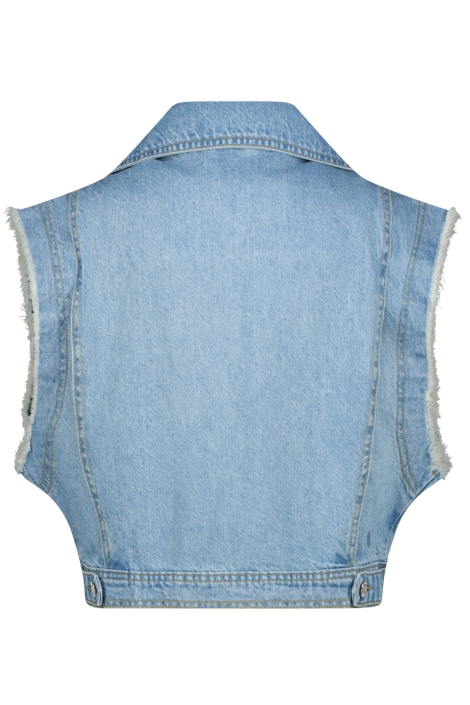 Raizzed blauwe dames gilet | Achteraanzicht