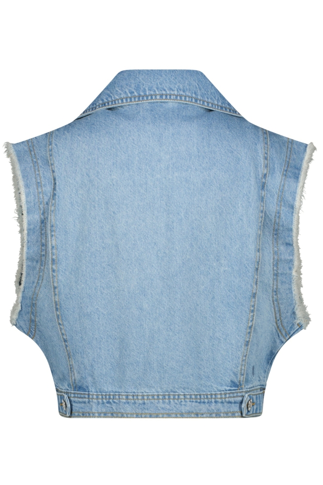 Raizzed blauwe dames gilet | Achteraanzicht