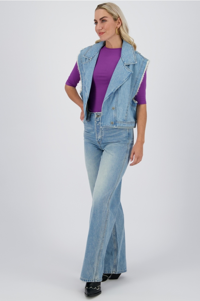 Raizzed blauwe dames gilet | Model