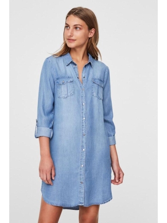 Vero Moda Jurk VMSILLA LS SHORT DRESS LT BL GA NOOS 10184172 Light Blue Denim