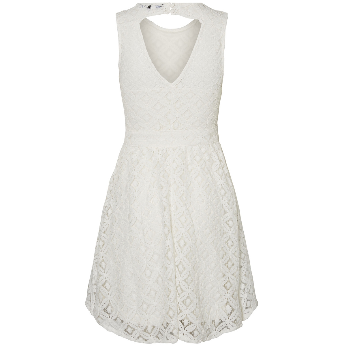 vmsimone lace s/l short dress noos 10199210 vero moda jurk snow white