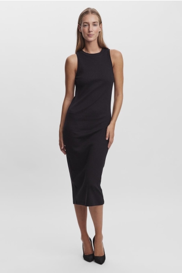 Vero Moda Jurk VMLAVENDER SL CALF DRESS VMA NOOS 10230437 BLACK