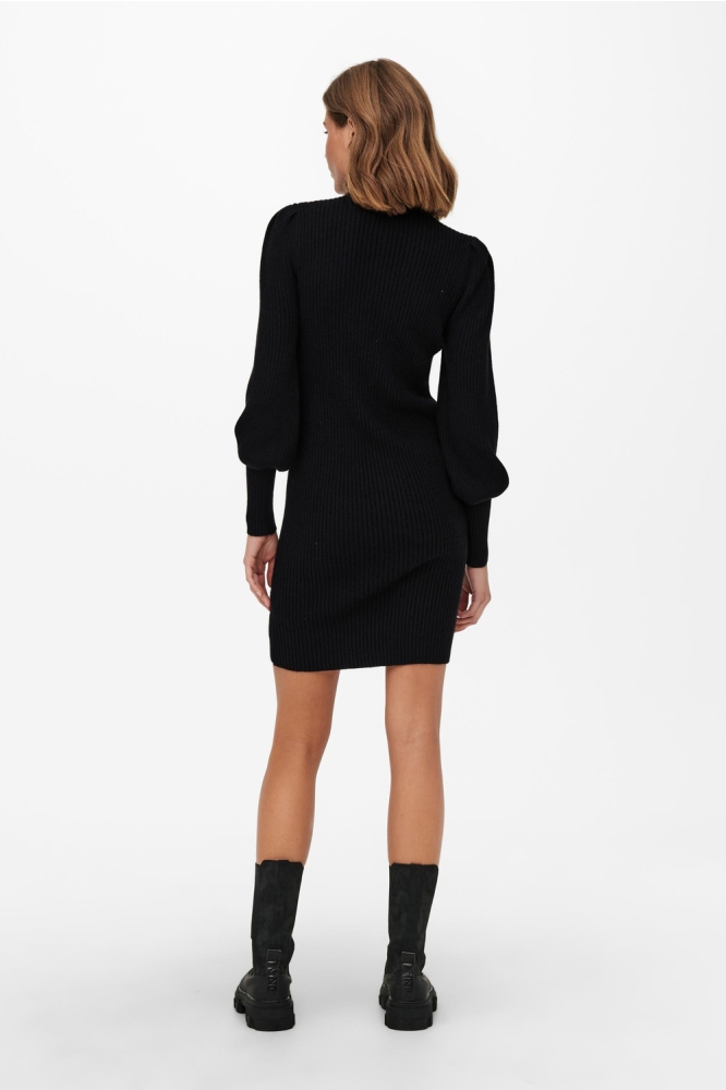 Only zwarte dames jurk | Model achteraanzicht
