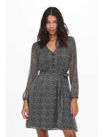 Only Jurk ONLCERA 3/4 SHORT DRESS WVN NOOS 15236376 Black/CERA DITSY