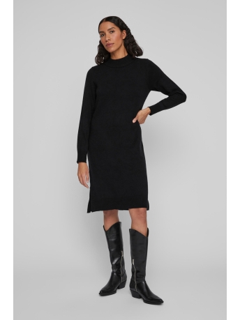 Vila Jurk VIRIL CREW NECK L/S MIDI DRESS - NO 14061427 Black