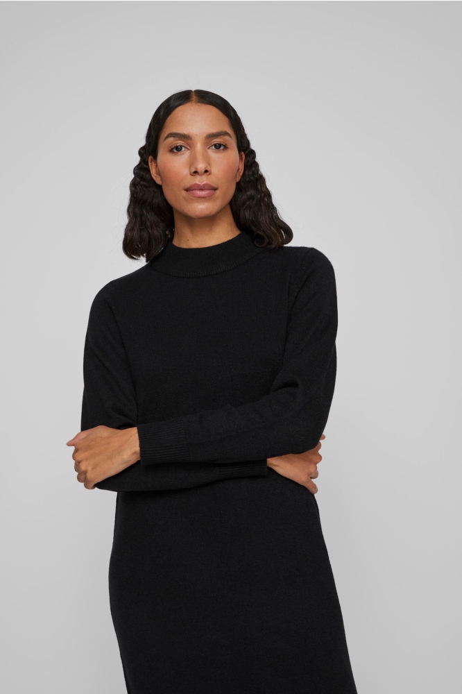 Vila zwarte dames jurk | Model vooraanzicht