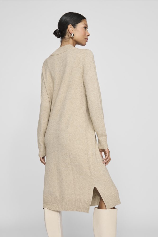 Vila ecru dames jurk | Model achteraanzicht