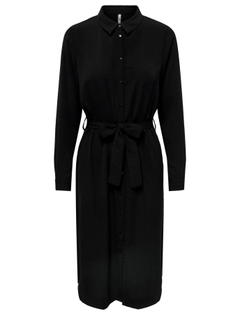 Jacqueline de Yong Jurk JDYRACHEL L/S ABOVE CALF DRESS WVN 15267419 BLACK