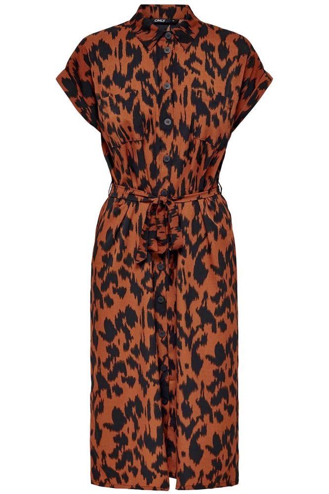 ONLHANNOVER S/S SHIRT DRESS NOOS WV 15191953 Ginger Bread/BLACK GRAP