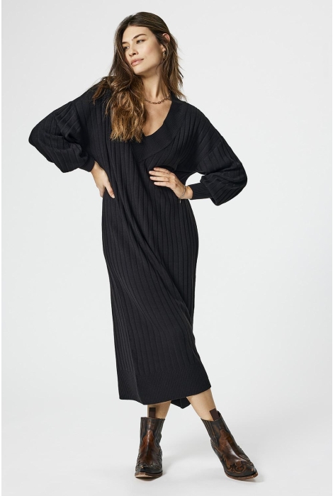onlnew tessa l s midi v dress knt n 15236372 only jurk black