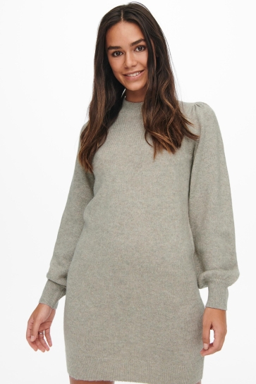 Jacqueline de Yong Jurk JDYRUE L/S HIGH NECK DRESS KNT NOOS 15238237 Chateau Gray