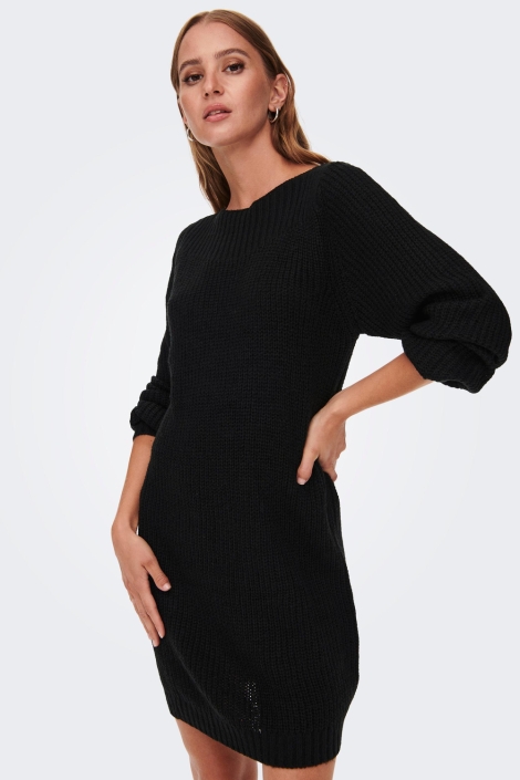 Jacqueline de Yong zwarte dames jurk | Model vooraanzicht