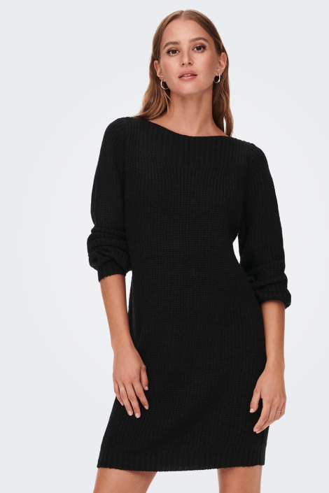 Jacqueline de Yong zwarte dames jurk | Model vooraanzicht