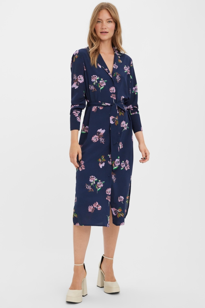VMLYDIA LS CALF SHIRT DRESS WVN 10278874 NAVY BLAZER