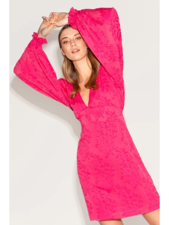 Freebird Jurk DRESS MARLENE WV FLOWER JAQC PES 23 1 B 1524 Hot Pink