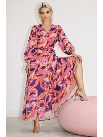 Freebird Jurk DRESS BELIA WV CRINKLE AOP PES 23 1 92 Bright Pink