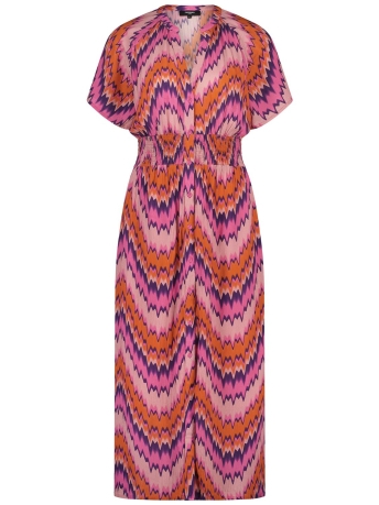 Freebird Jurk DRESS MAE MAXI WV AOP CRINKLE VIS 23 1 1524 Hot Pink