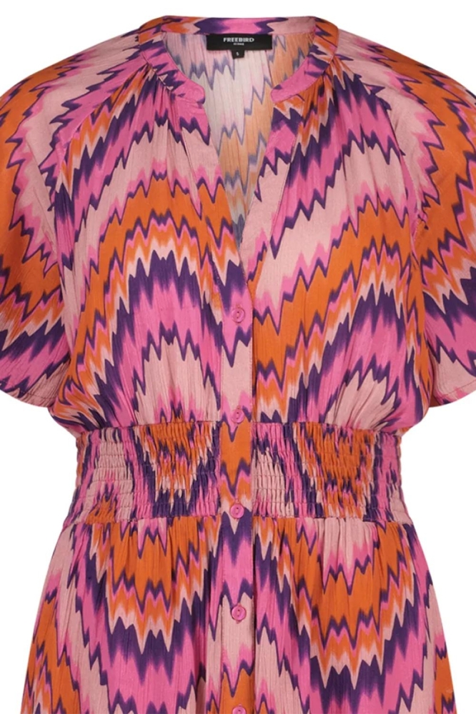 DRESS MAE MAXI WV AOP CRINKLE VIS 23 1 1524 Hot Pink