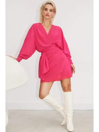 Freebird Jurk DRESS KOLETTE LS WV DRAPE PES 23 1 1524 Hot Pink