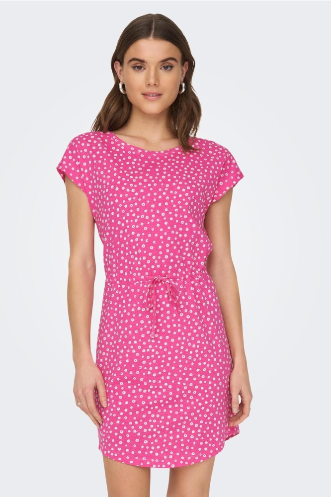 ONLMAY S/S DRESS NOOS 15153021 SHOKING PINK/LEA FLOWER