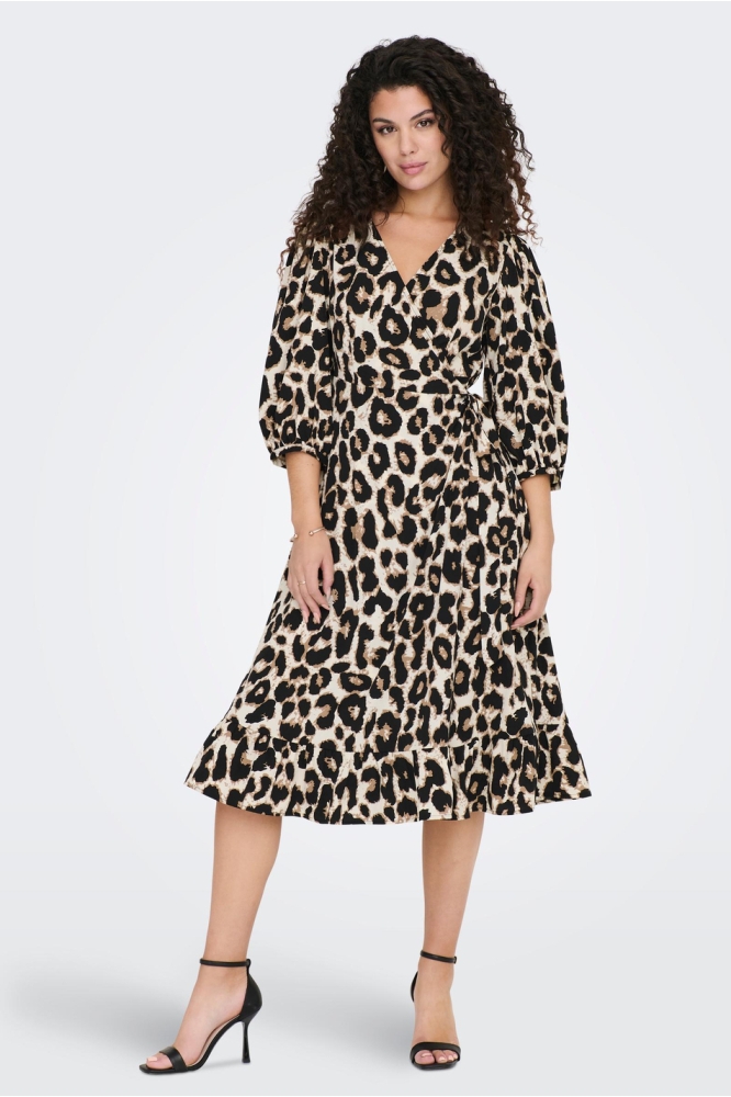 ONLOLIVIA 3/4 WRAP  MIDI DRESS WVN 15253350 CLOUD DANCER