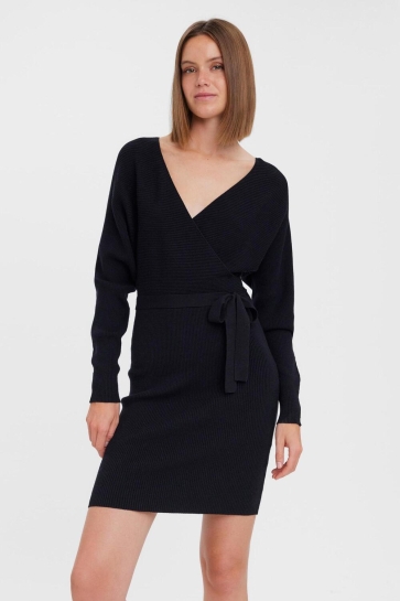 Vero Moda VMHOLLYREM LS V-NECK DRESS GA NOOS 10269251 Black