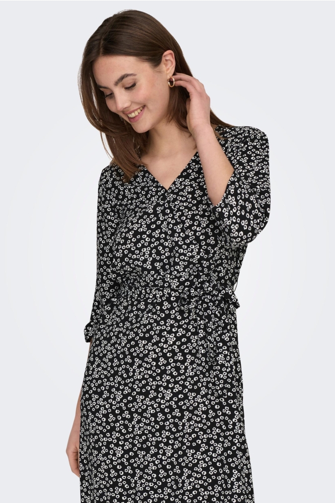 JDYLION 3/4 WRAP DRESS WVN NOOS 15207813 BLACK/CD FLOWERS