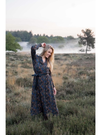 Zusss Jurk LANGE JURK MET PRINT ZWART