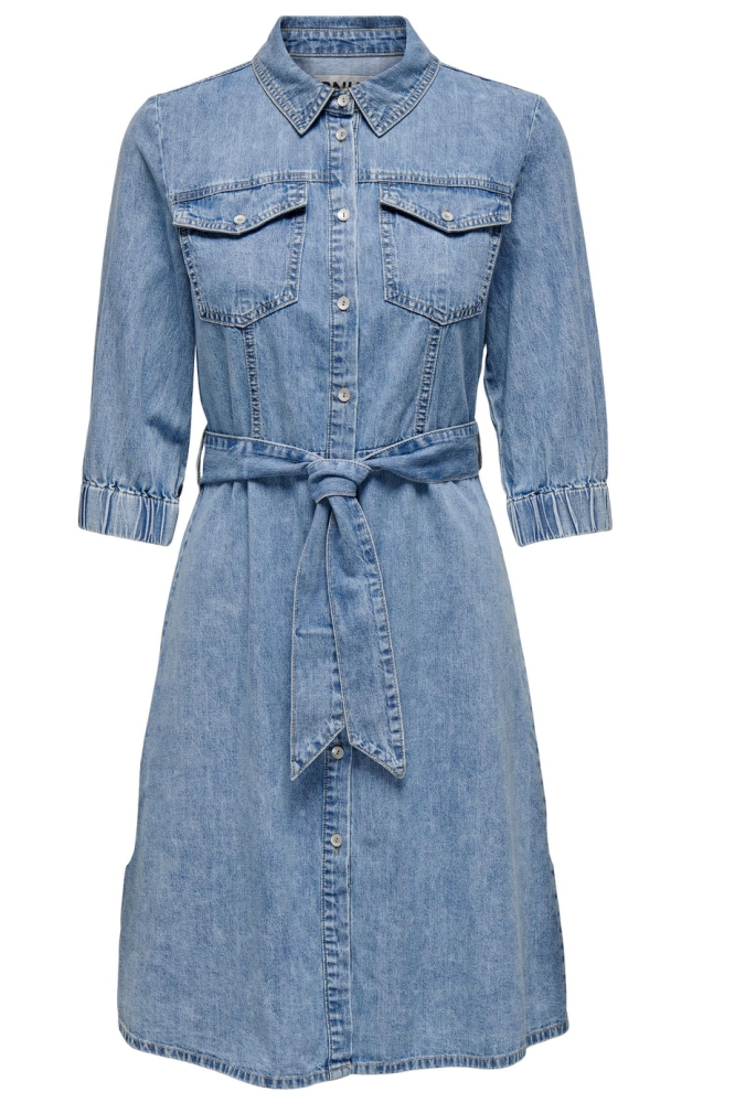 ONLHELLE HARLOW SS BELTED DNM DRESS 15269104 MEDIUM BLUE DEMIN