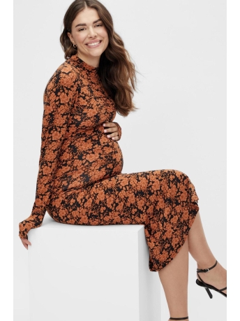 Mama-Licious Positiekleding MLFILIPA L/S JRS MIDI DRESS A. 20017062 BLACK/LEATHER BR