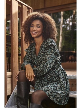 Lofty Manner Jurk DRESS ALITHA MW75 BLUE ZEBRA