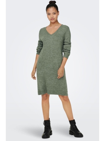 Jacqueline de Yong Jurk JDYELANORA L/S V-NECK DRESS KNT NOO 15207844 KALAMATA