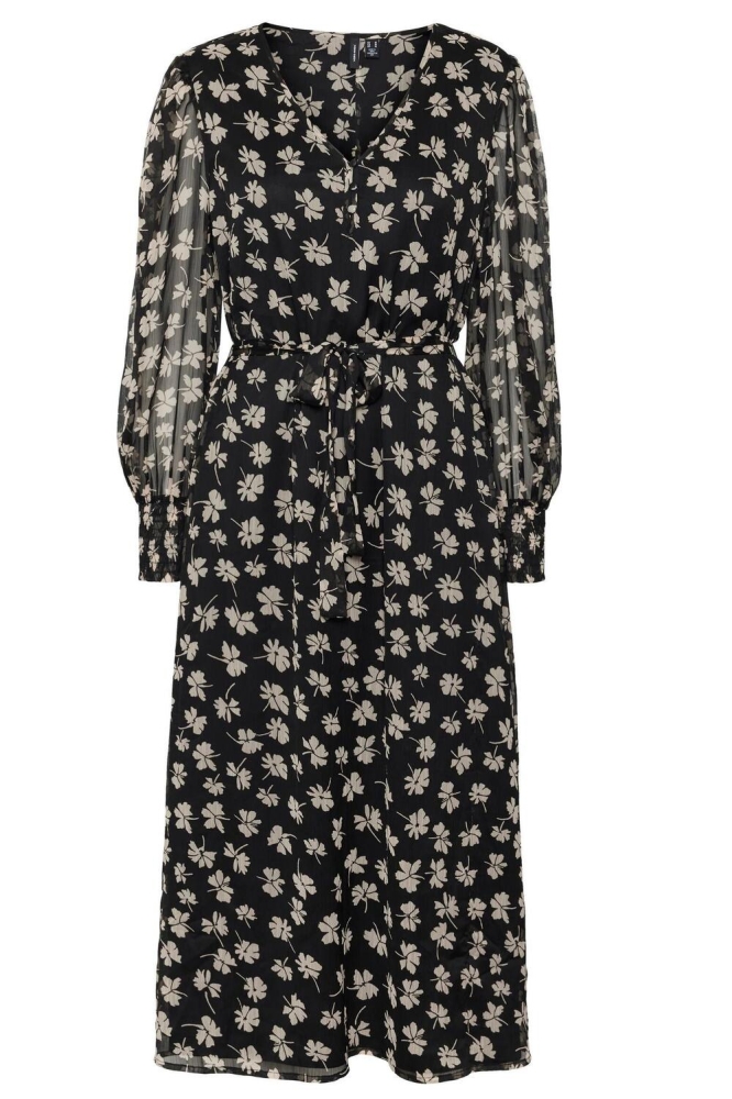 VMPICA L/S V-NECK 7/8 DRESS WVN BTQ 10285630 BLACK