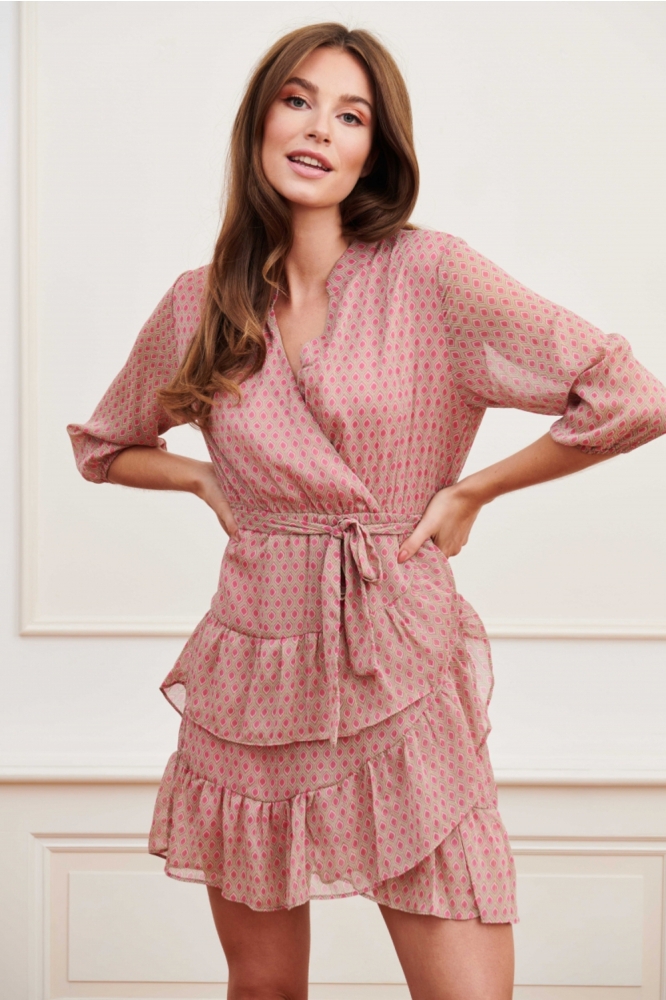 DRESS LISA OC28 506 plum lemons print