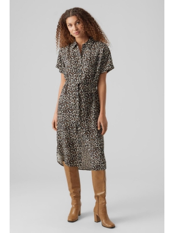 Vero Moda Jurk VMBUMPY SS CALF SHIRT DRESS NOOS 10279684 Oatmeal