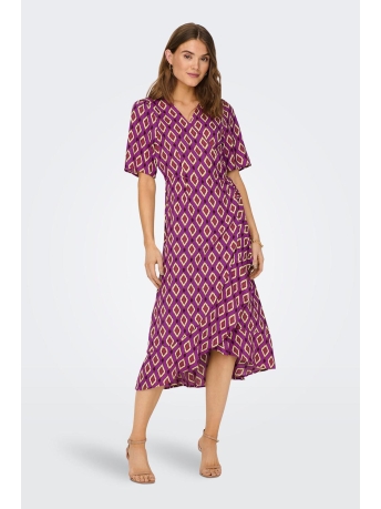 Only Jurk ONLLEAH S/S WRAP MIDI DRESS EX PTM 15310196 Clover/Graphic gl