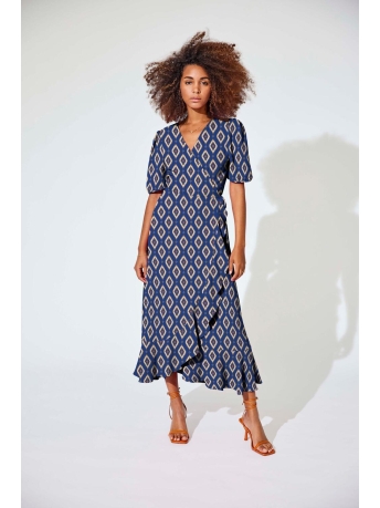Only Jurk ONLLEAH S/S WRAP MIDI DRESS EX PTM 15310196 Surf the Web/Graphic gl