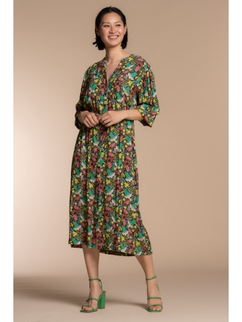 Geisha Jurk MIDI JURK MINIMAL FLORAL PRINT 37116 20 Navy/Sea green combi