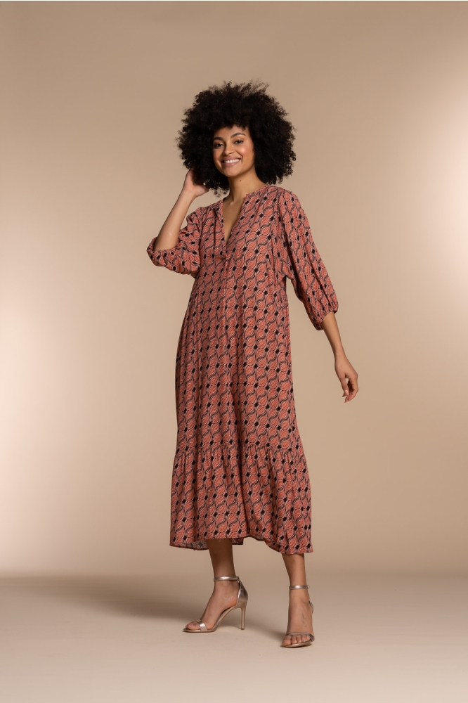 MAXI JURK NATURE PRINT 37100 20 Light Terra/Black combi