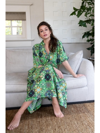Geisha Jurk STROKENJURK MIX AND MATCH PRINT 37113 20 Green combi