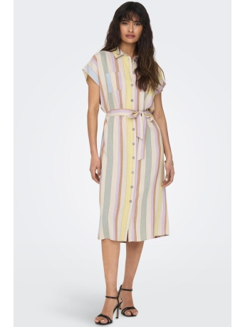 Only Jurk ONLTINE HANNOVER SS SHIRT DRESS  WV 15291421 WHITECAP GRAY/CLEAR SKY